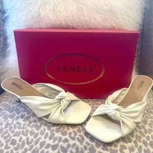 VANELi White Nappa Leather Knotted Sandals